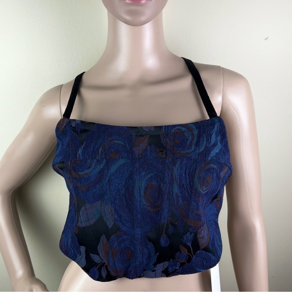 NEW ROSETTA GETTY FLORAL JACQUARD CROP TOP - Picture 2 of 9